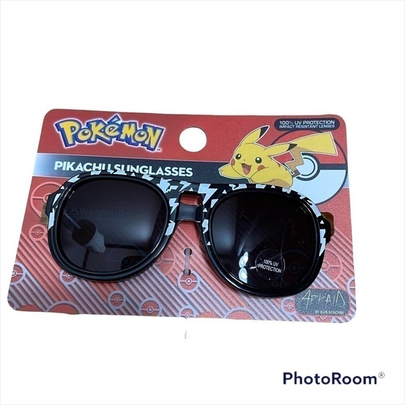Pokémon Pikachu Sunglasses Kids NWT 100% UV Protection Black White - Picture 1 of 3